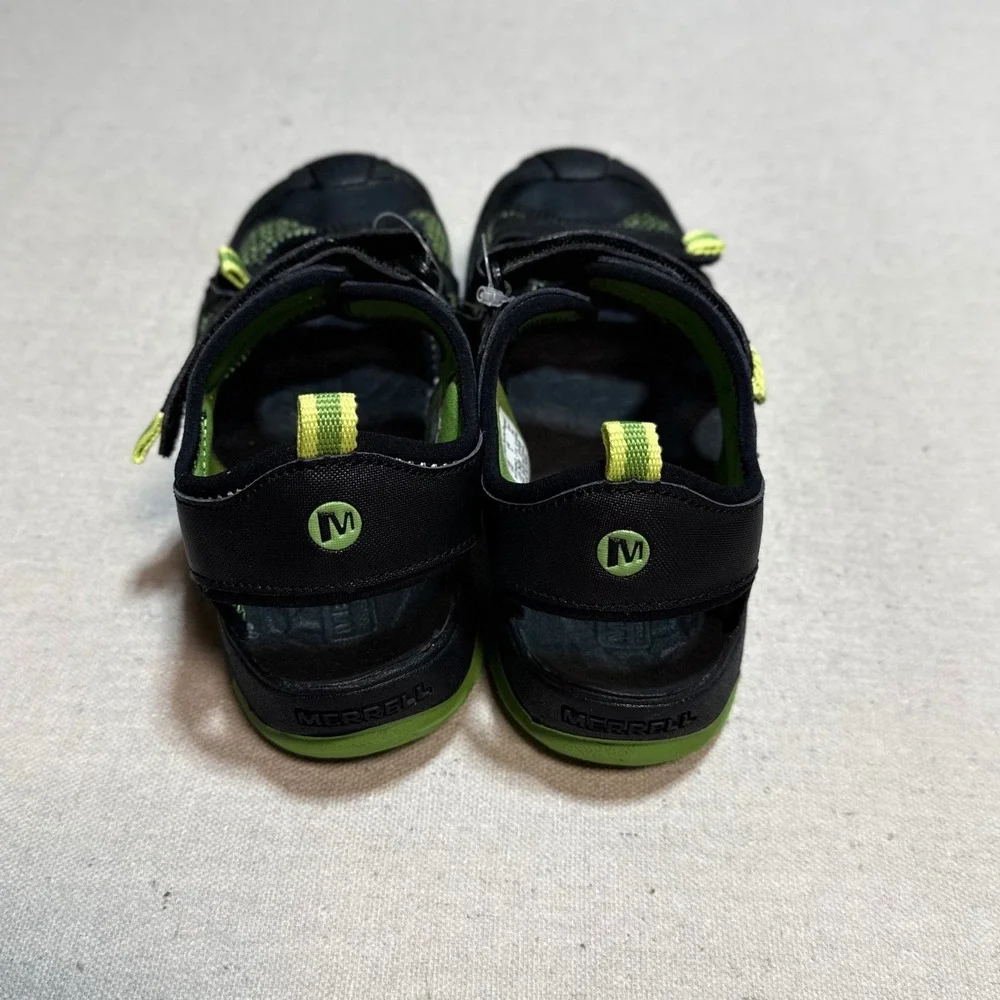 Merrell Boys Hydro Rapid Sandals Black Lime Green Water Shoes MY54843 Size 5M
